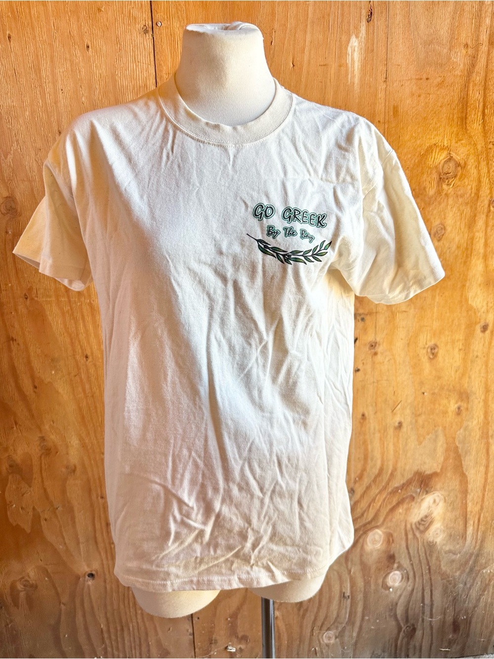 Go Greek By The Bay White Graphic Pocket T‑Shirt vintage Monterey festival 2000s